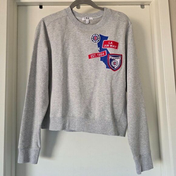 New WEAR by Erin Andrews LA Clippers Sweatshirt Top Gray Women Size L Pullover - Picture 1 of 6